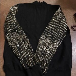Black and Gold Sequin Women's Sweater
